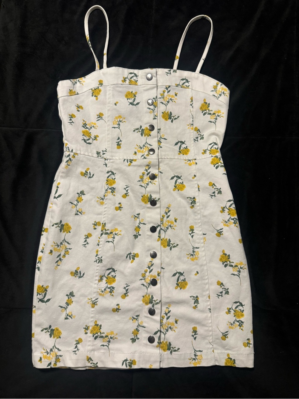 rue21 Yellow Rose Floral Button Front Mini Dress Small